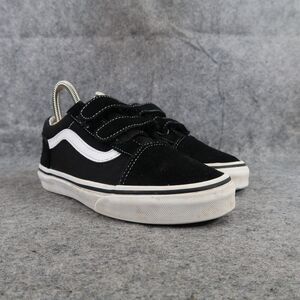 Vans Shoes Kids 3 Sneaker Old Skool Double Strap Skate Casual Black Suede Canvas